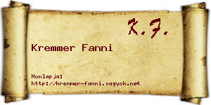 Kremmer Fanni névjegykártya